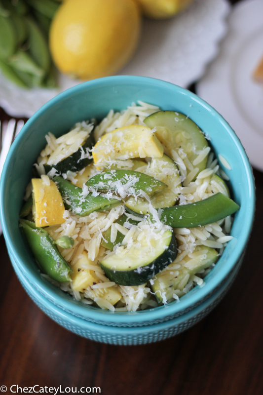 Orzo and Snap Pea Salad with Squash | chezcateylou.com #YahooFood #CleverGirls