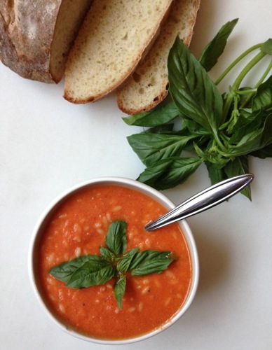 Creamy Tomato Orzo Soup with Greek Yogurt | ChezCateyLou.com
