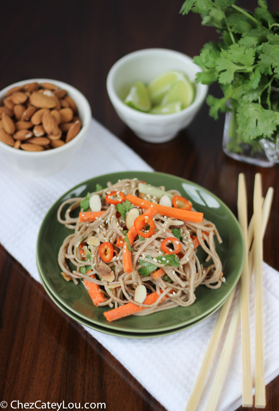 Soba Noodles with Spicy Almond Butter Sauce | ChezCateyLou.com