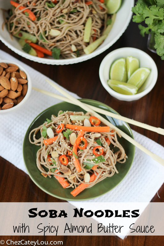 Soba Noodles with Spicy Almond Butter Sauce | ChezCateyLou.com