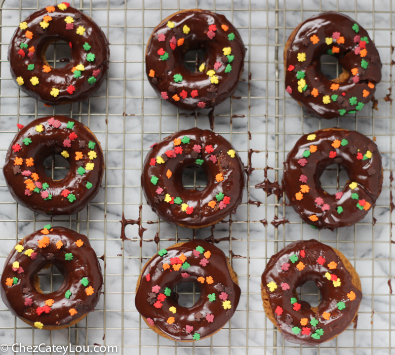 Baked Pumpkin Donuts with Chocolate Icing | ChezCateyLou.com