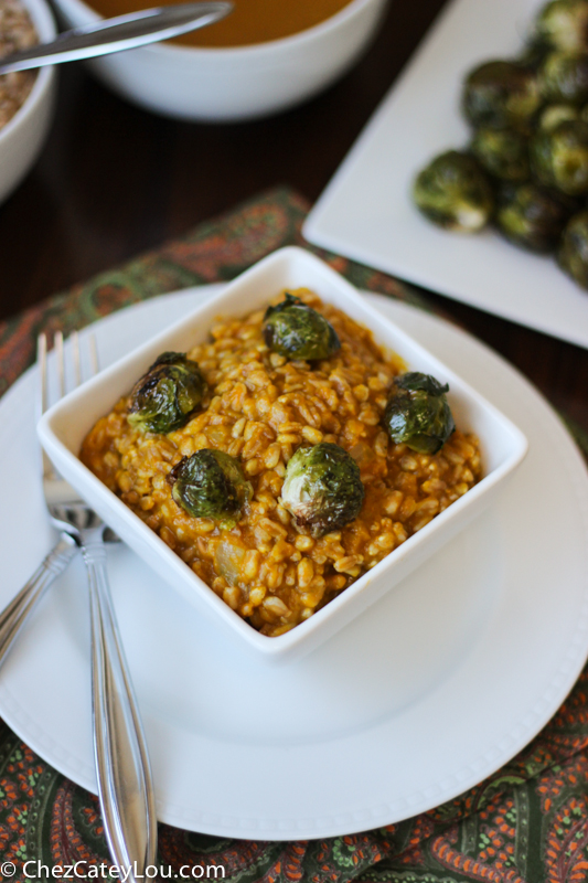 Kabocha Squash Curry with Roasted Brussels Sprouts and Farro | ChezCateyLou.com