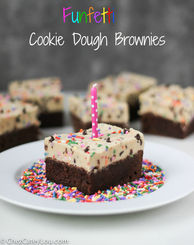 Funfetti Cookie Dough Brownies | ChezCateyLou.com