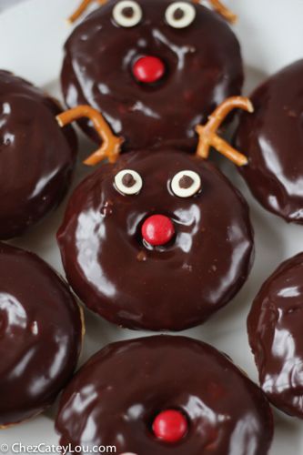 Chocolate Frosted Reindeer Donuts | ChezCateyLou.com