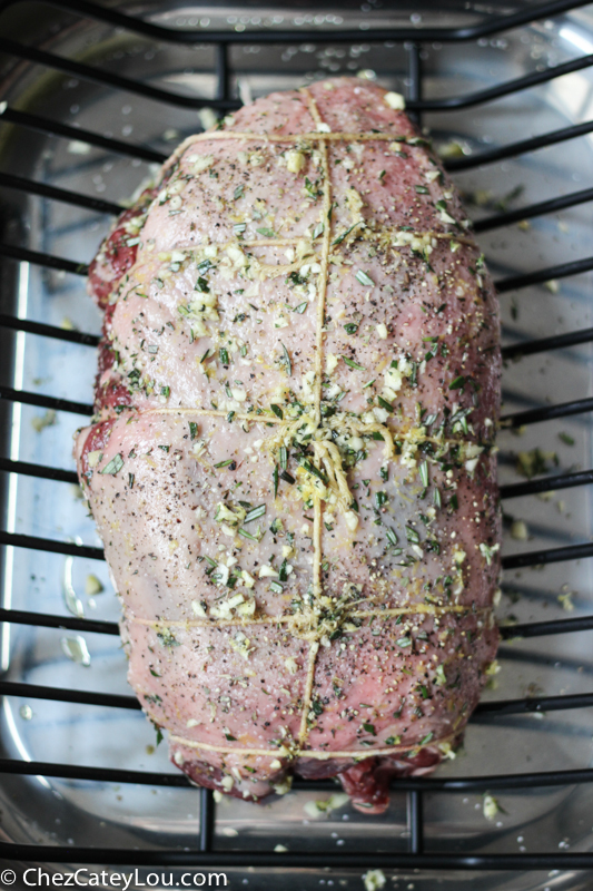 Mediterranean Spiced Roasted Boneless Leg of Lamb with a Feta Yogurt Sauce | ChezCateyLou.com