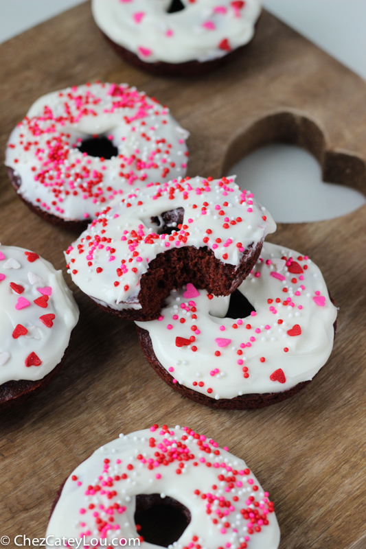 Red Velvet Donuts with Cream Cheese Icing | ChezCateyLou.com