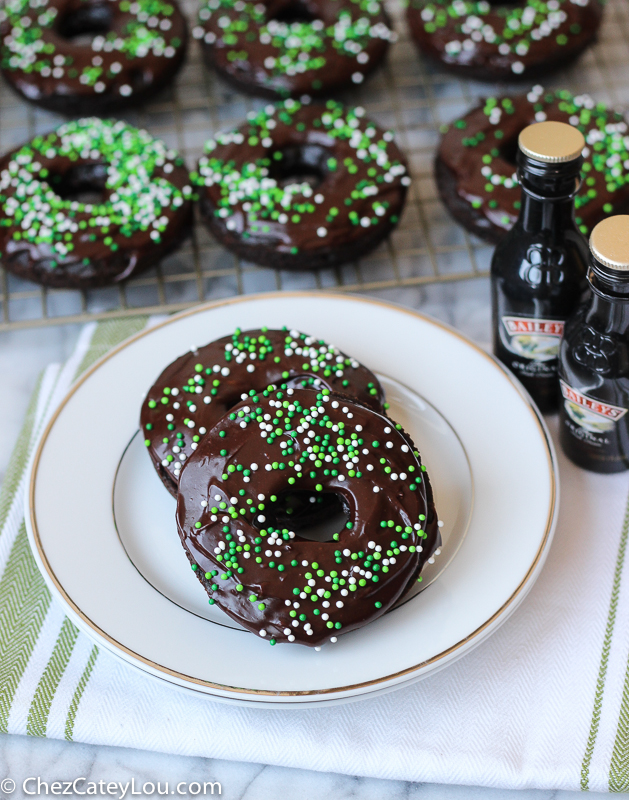 Guinness Chocolate Donuts with Baileys Icing | ChezCateyLou.com