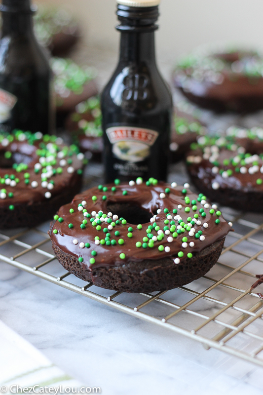 Guinness Chocolate Donuts with Baileys Icing | ChezCateyLou.com