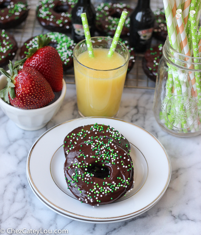 Guinness Chocolate Donuts with Baileys Icing | ChezCateyLou.com