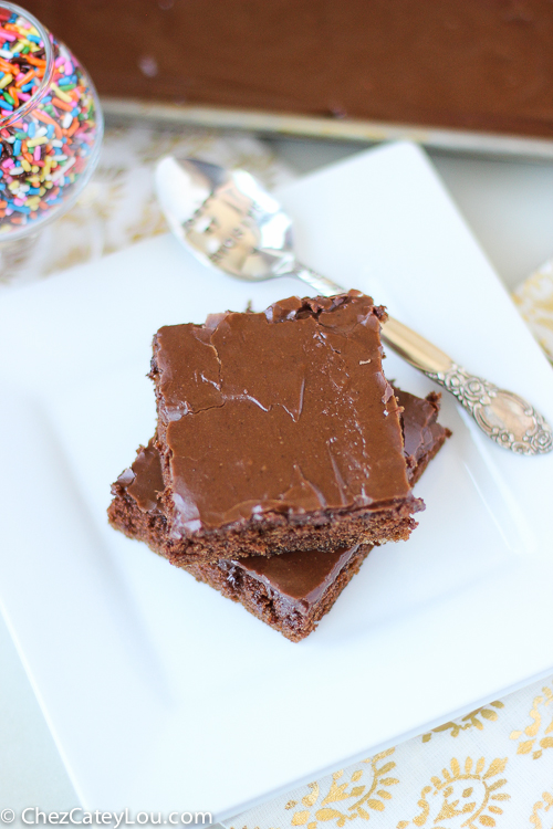 Texas Chocolate Sheet Cake | ChezCateyLou.com