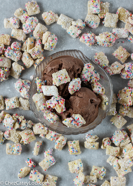 Cake Batter Puppy Chow | ChezCateyLou.com