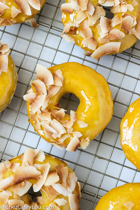 Baked Mango Coconut Donuts | http://ChezCateyLou.com