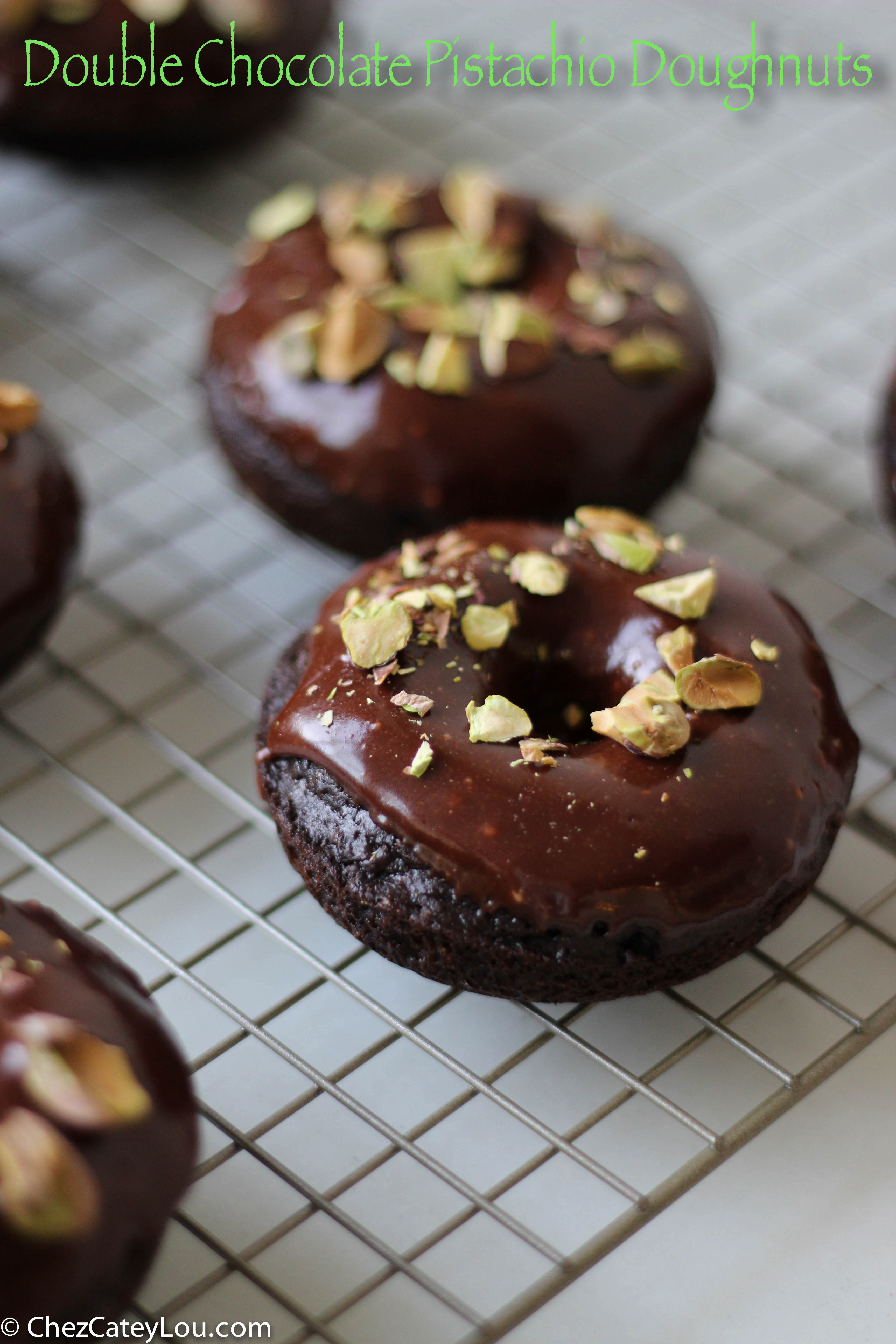 Double Chocolate Pistachio Doughnuts - Chez CateyLou