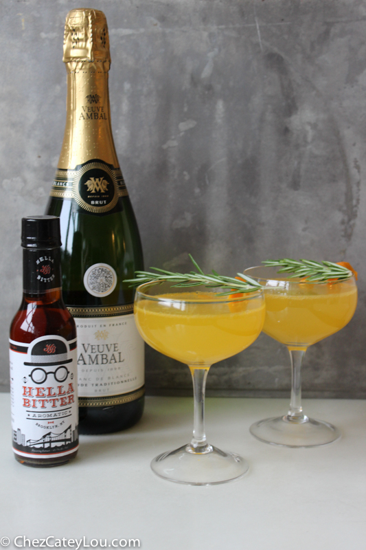 Clementine Rosemary Champagne Cocktail | chezcateylou.com