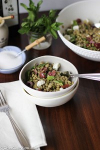 Lentil Salad with Olives, Mint and Feta | chezcateylou.com