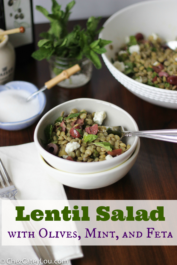 Lentil Salad with Olives, Mint and Feta | chezcateylou.com