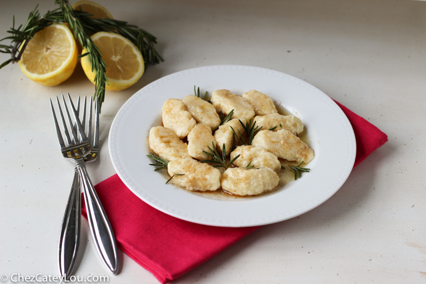 Lemon and Mascarpone Gnocchi with Rosemary Brown Butter | chezcateylou.com
