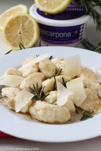 Lemon and Mascarpone Gnocchi with Rosemary Brown Butter | chezcateylou.com