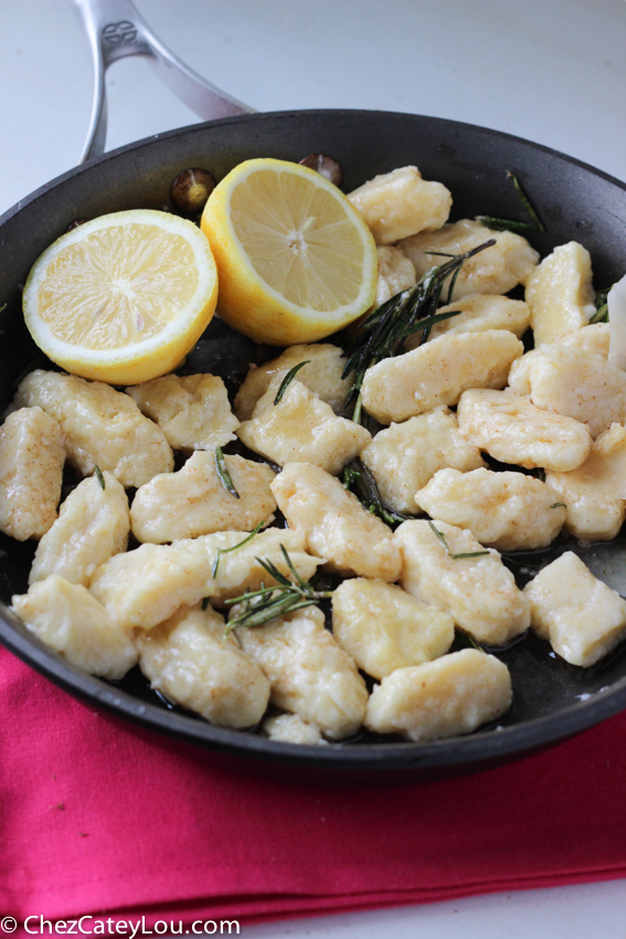 Lemon and Mascarpone Gnocchi with Rosemary Brown Butter | chezcateylou.com