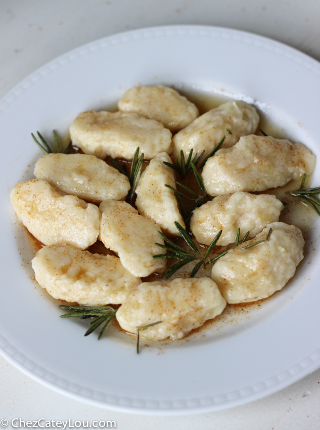 Lemon and Mascarpone Gnocchi with Rosemary Brown Butter | chezcateylou.com