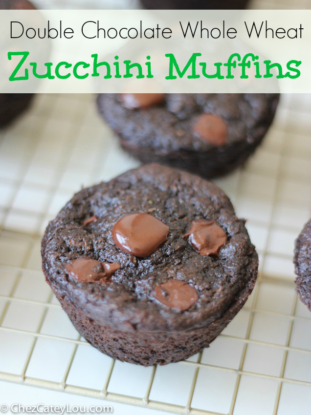 Whole Wheat Double Chocolate Zucchini Muffins | chezcateylou.com