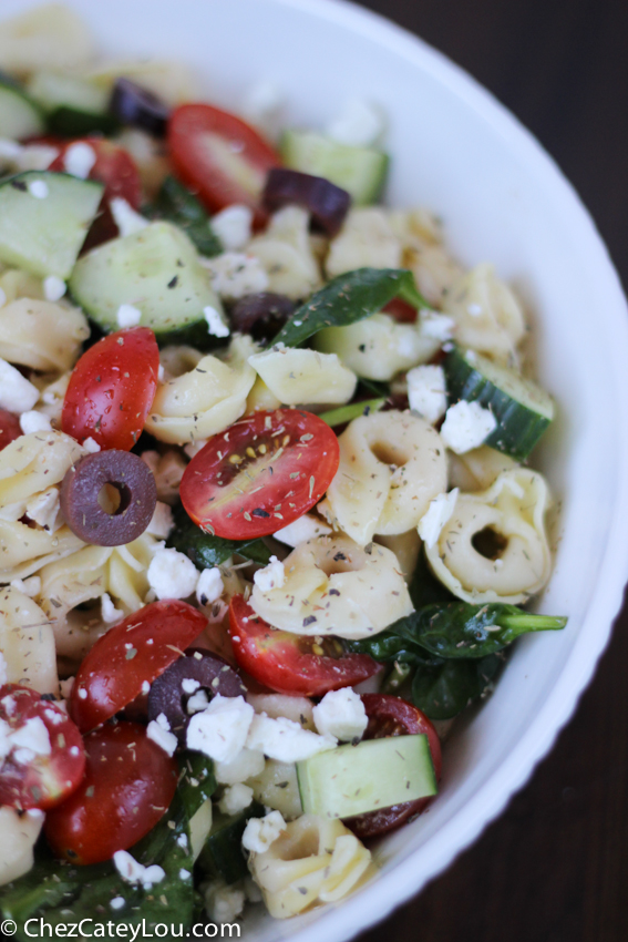 Greek Tortellini Pasta Salad | chezcateylou.com