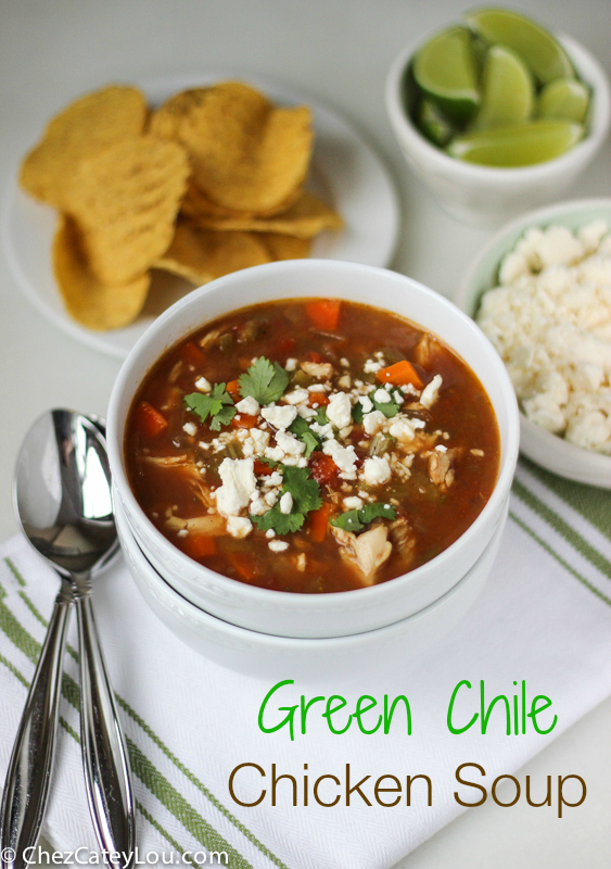 Green Chile Chicken Soup | ChezCateyLou.com #soup #recipe