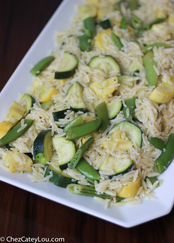 Orzo and Snap Pea Salad with Squash | chezcateylou.com #YahooFood #CleverGirls