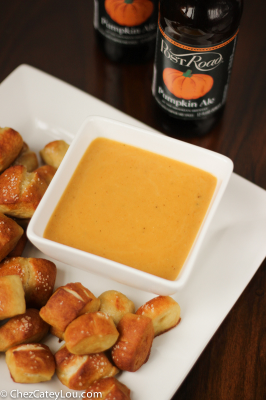 Pumpkin Beer Cheese Dip with Soft Pretzel Bites | ChezCateyLou.com