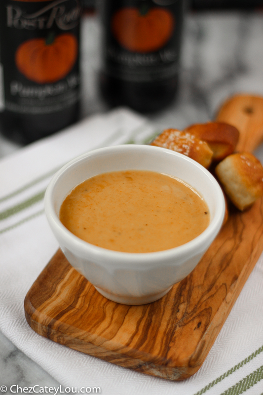 Pumpkin Beer Cheese Dip with Soft Pretzel Bites | ChezCateyLou.com