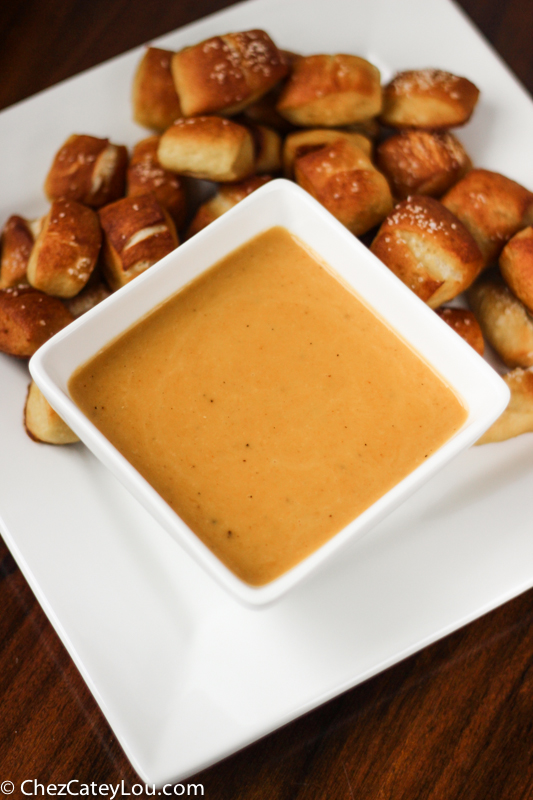 Pumpkin Beer Cheese Dip with Soft Pretzel Bites | ChezCateyLou.com