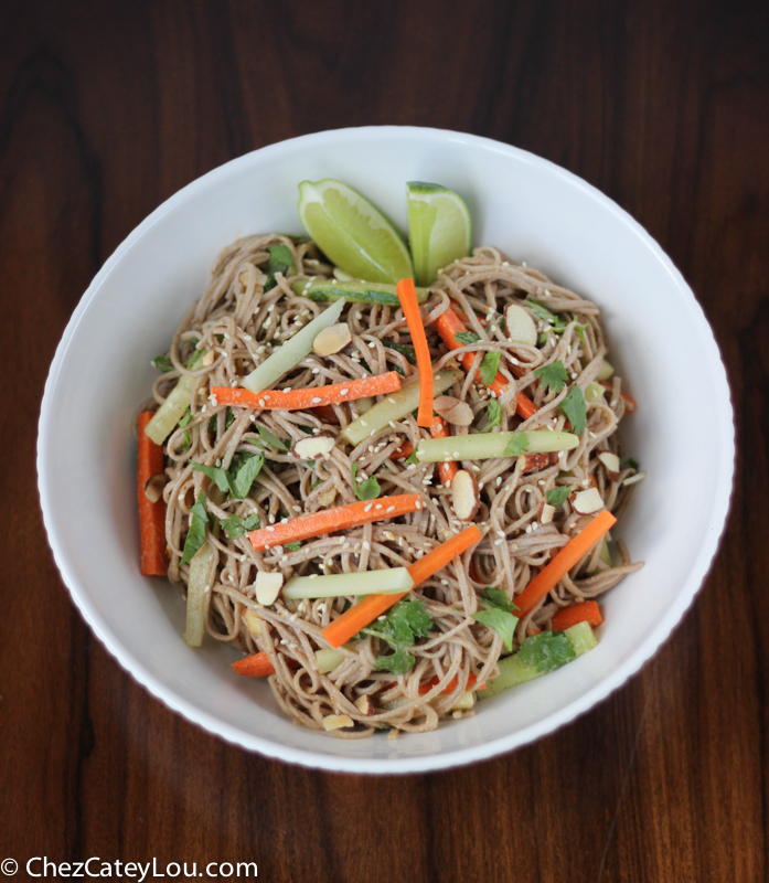 Soba Noodles with Spicy Almond Butter Sauce | ChezCateyLou.com