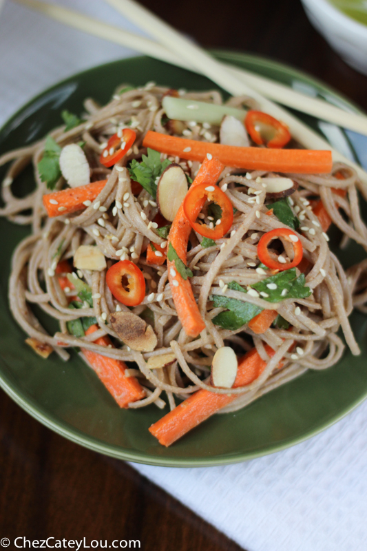 Soba Noodles with Spicy Almond Butter Sauce | ChezCateyLou.com