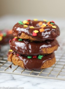 Baked Pumpkin Donuts with Chocolate Icing | ChezCateyLou.com