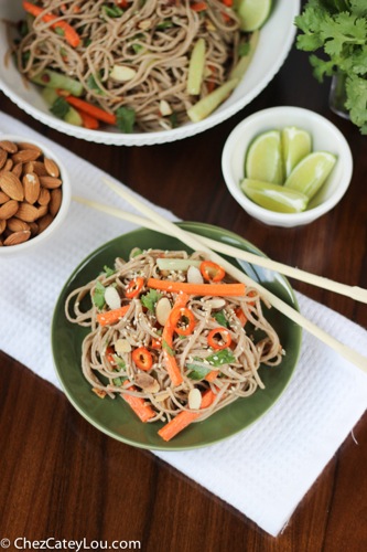 Soba Noodles with Spicy Almond Butter Sauce | ChezCateyLou.com