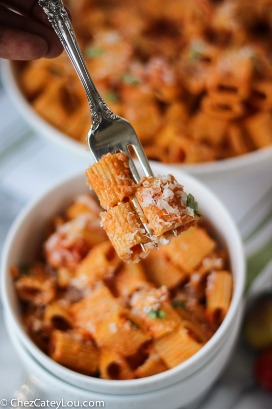 Pasta with Vodka Sauce | ChezCateyLou.com