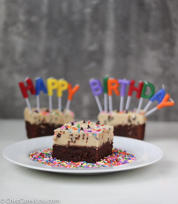 Funfetti Cookie Dough Brownies | ChezCateyLou.com