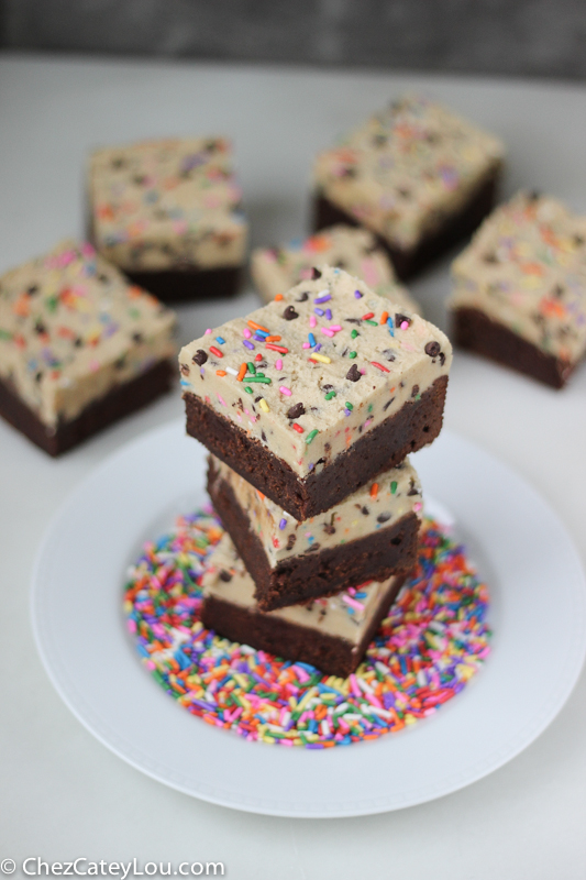 Funfetti Cookie Dough Brownies | ChezCateyLou.com