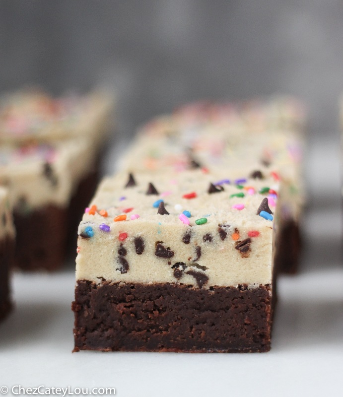 Funfetti Cookie Dough Brownies | ChezCateyLou.com