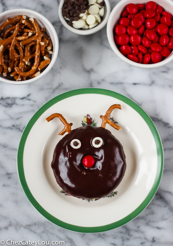 Chocolate Frosted Reindeer Donuts - perfect for Christmas breakfast! | ChezCateyLou.com