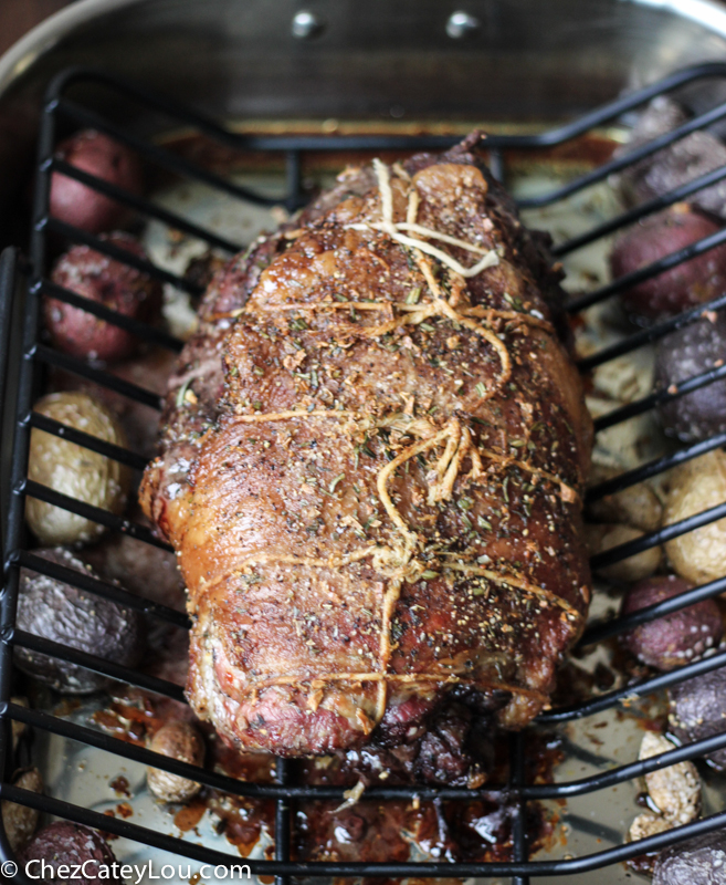 Mediterranean Spiced Roasted Boneless Leg of Lamb with a Feta Yogurt Sauce | ChezCateyLou.com