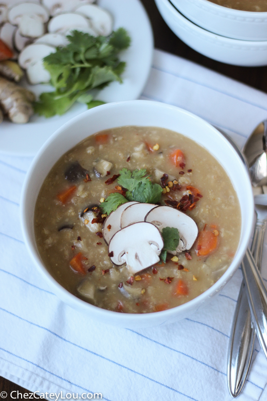 Mushroom Ginger Congee {Vegan} | ChezCateyLou.com