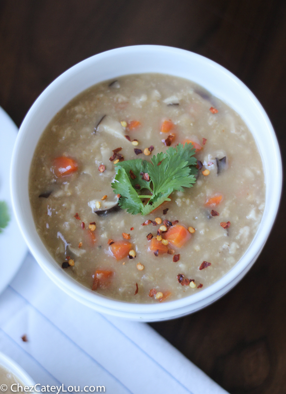 Mushroom Ginger Congee {Vegan} | ChezCateyLou.com