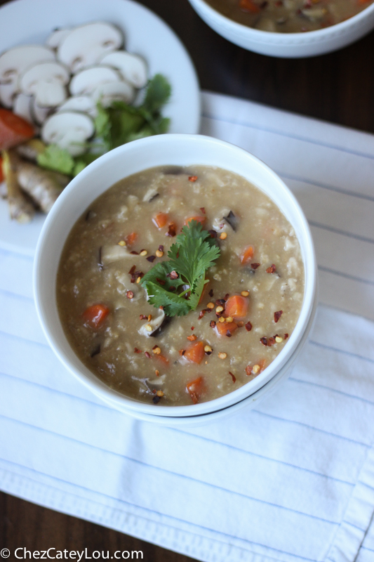 Mushroom Ginger Congee {Vegan} | ChezCateyLou.com