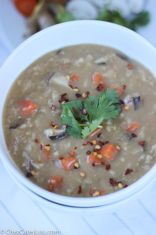 Mushroom Ginger Congee {Vegan} | ChezCateyLou.com