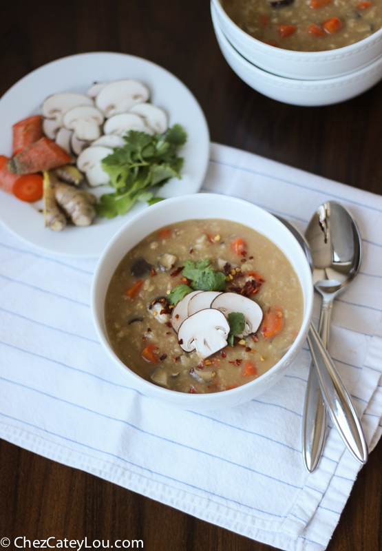 Mushroom Ginger Congee {Vegan} | ChezCateyLou.com