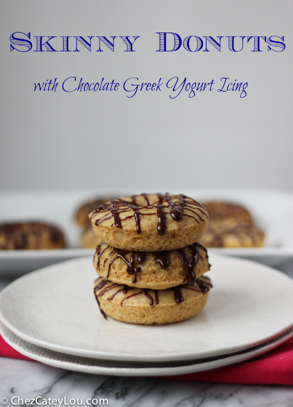 Skinny Donuts with Chocolate Greek Yogurt Icing | ChezCateyLou.com