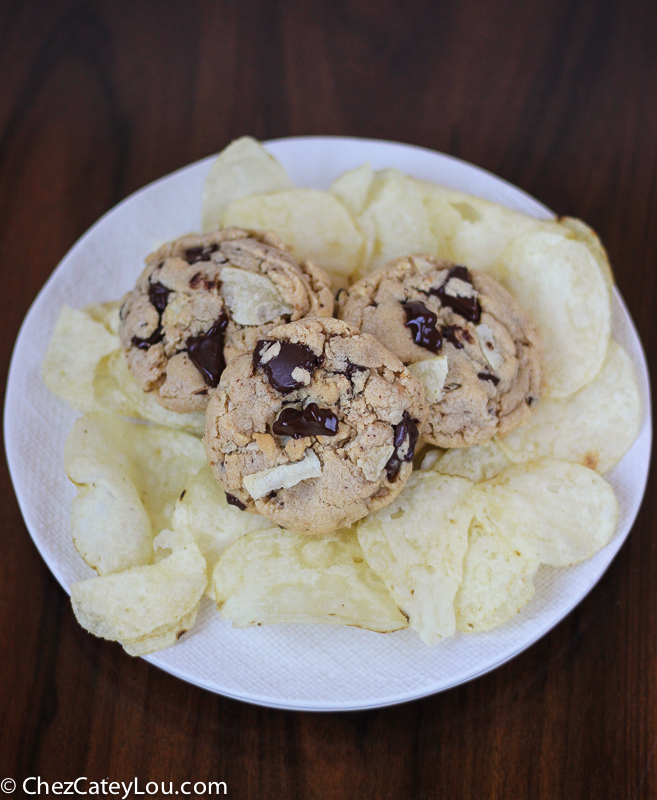 Almond Butter Chocolate Chunk Potato Chip Cookies | ChezCateyLou.com