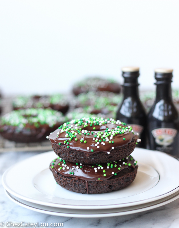Guinness Chocolate Donuts with Baileys Icing | ChezCateyLou.com