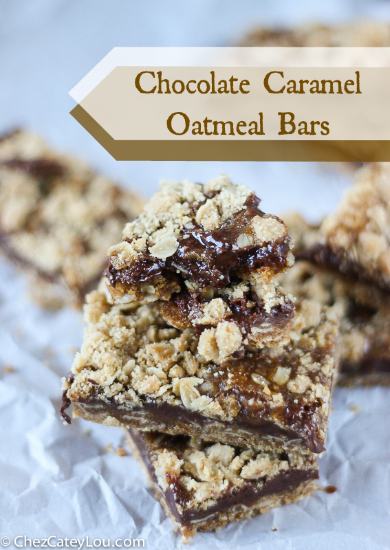 Chocolate Caramel Oatmeal Bars | ChezCateyLou.com